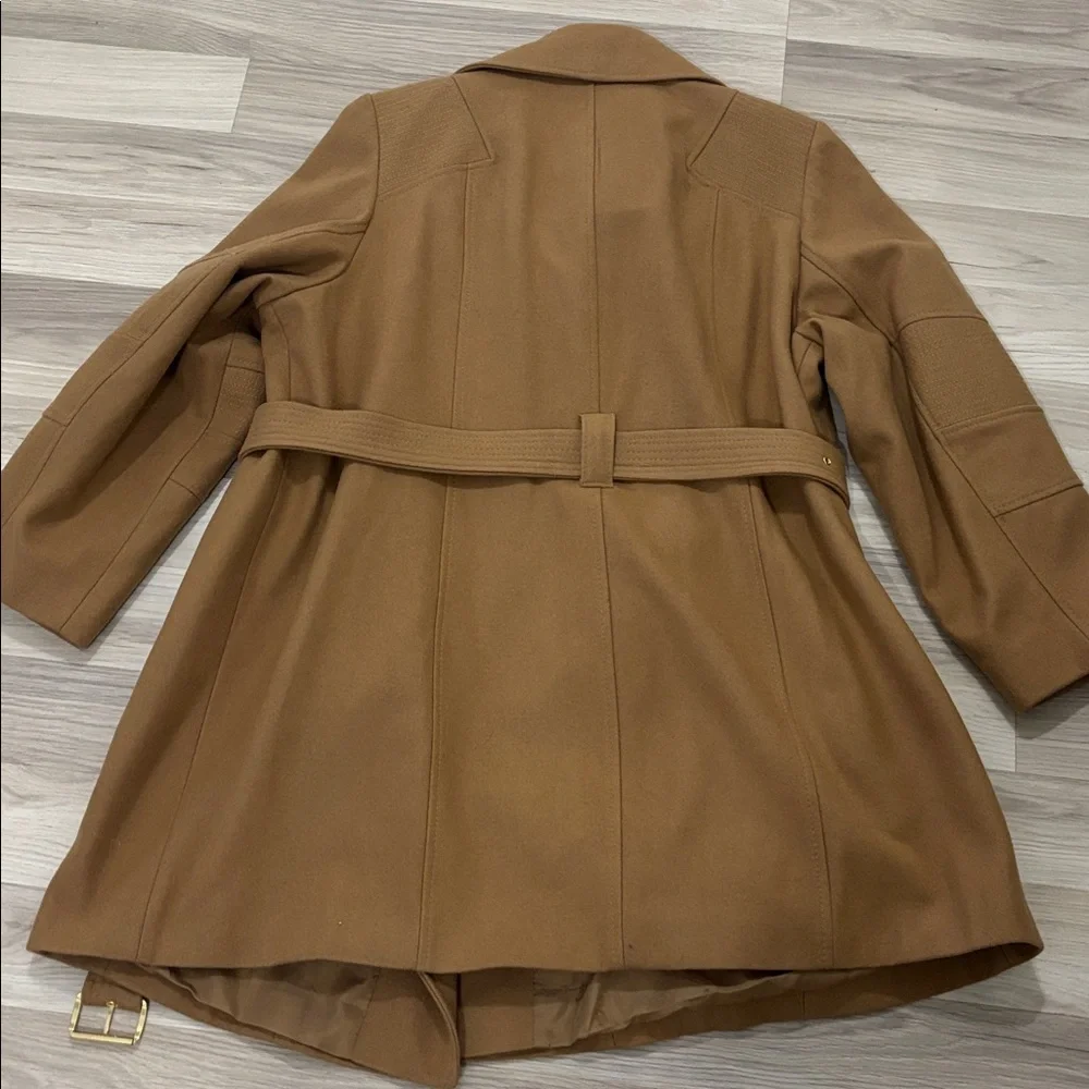 Michael Michael Kors Asymmetrical‎ Belted Wool Blend Camel Coat Size 2X